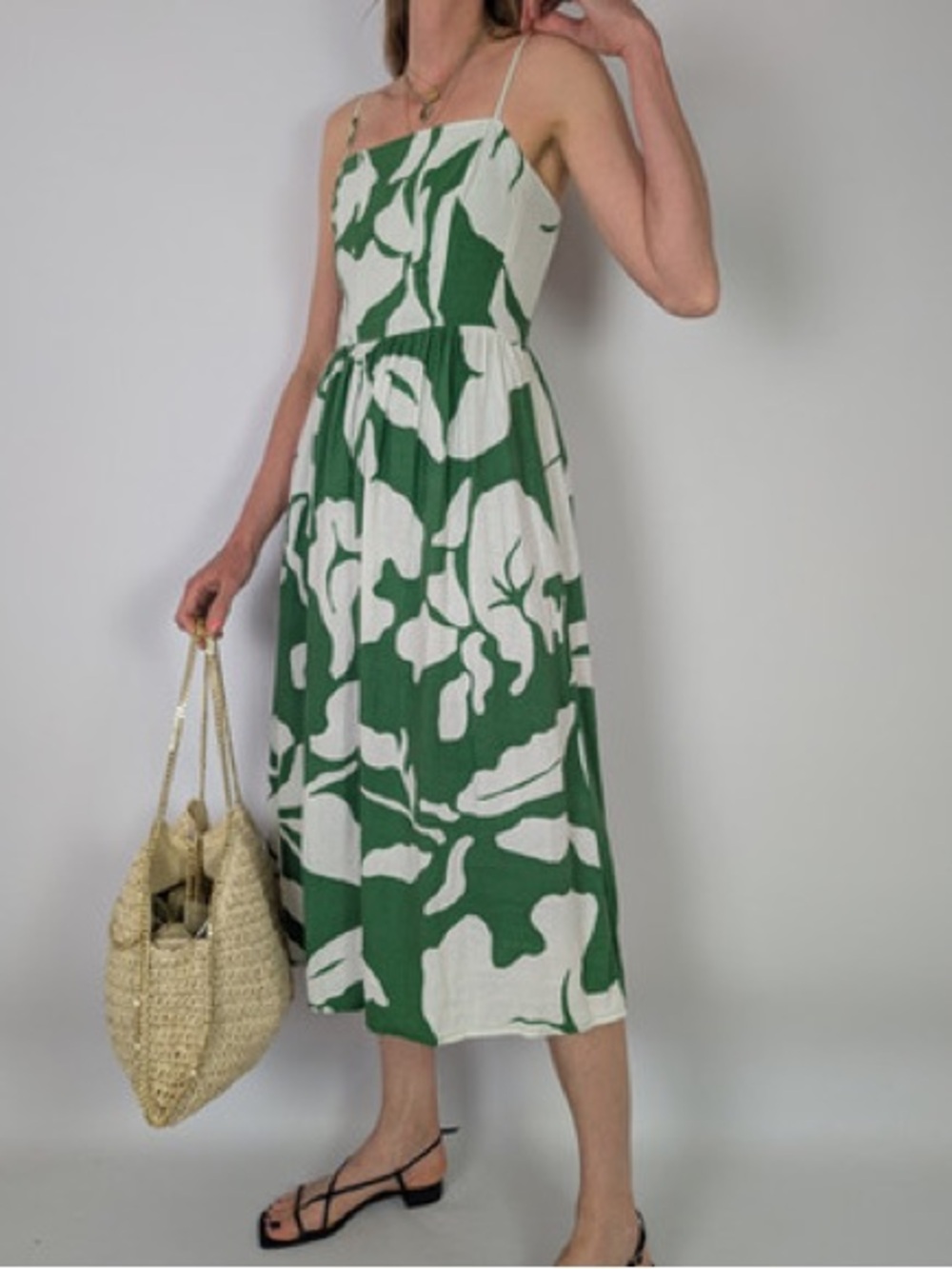 H&M Linen Blend Strappy Tropical Floral Linen Blend Dress - Picture 6 of 6